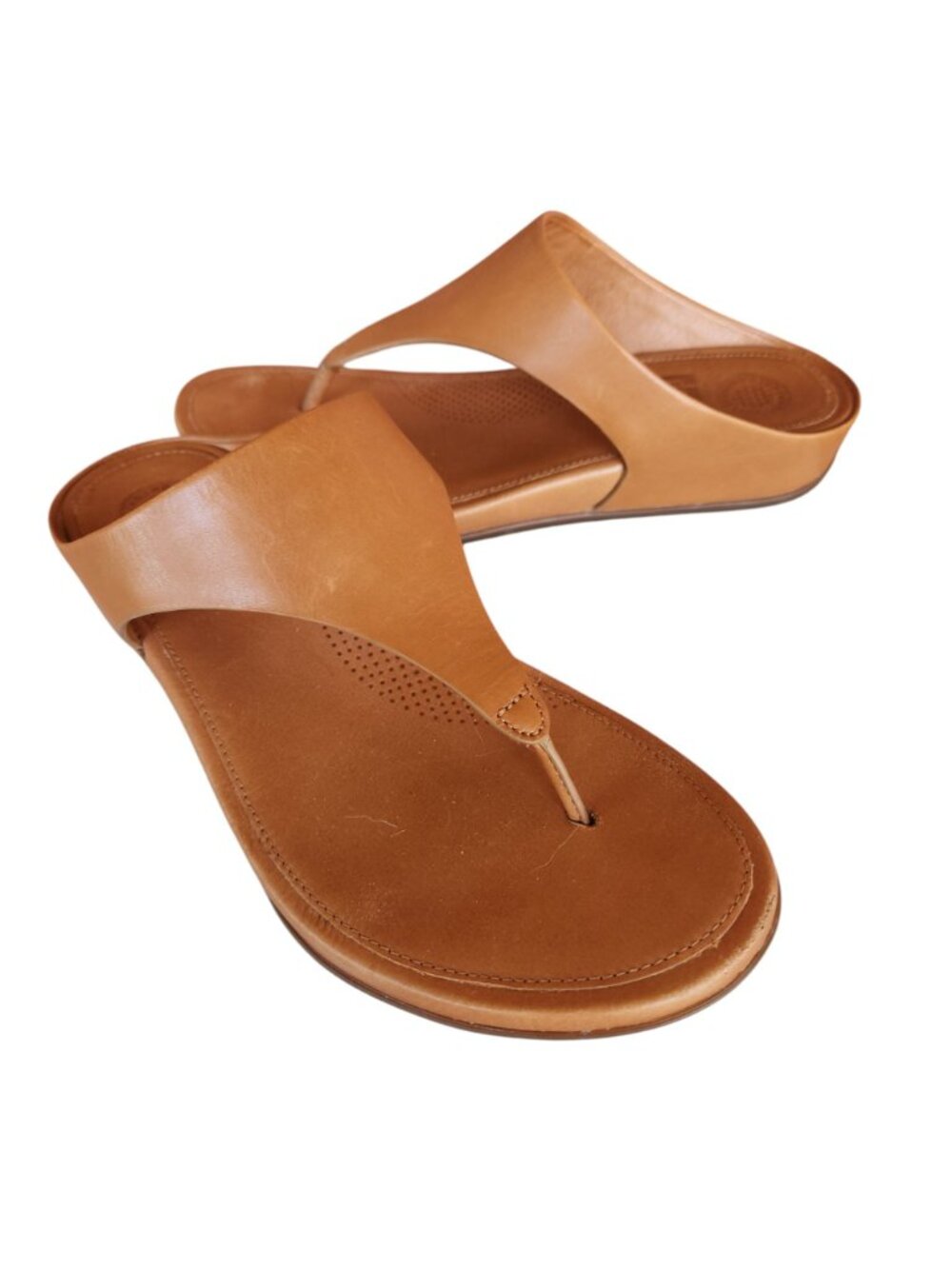 FitFlop Banda Brown Leather Toe Post Sandals Womens Size 7 Comfort Flip Flops - Picture 7 of 8